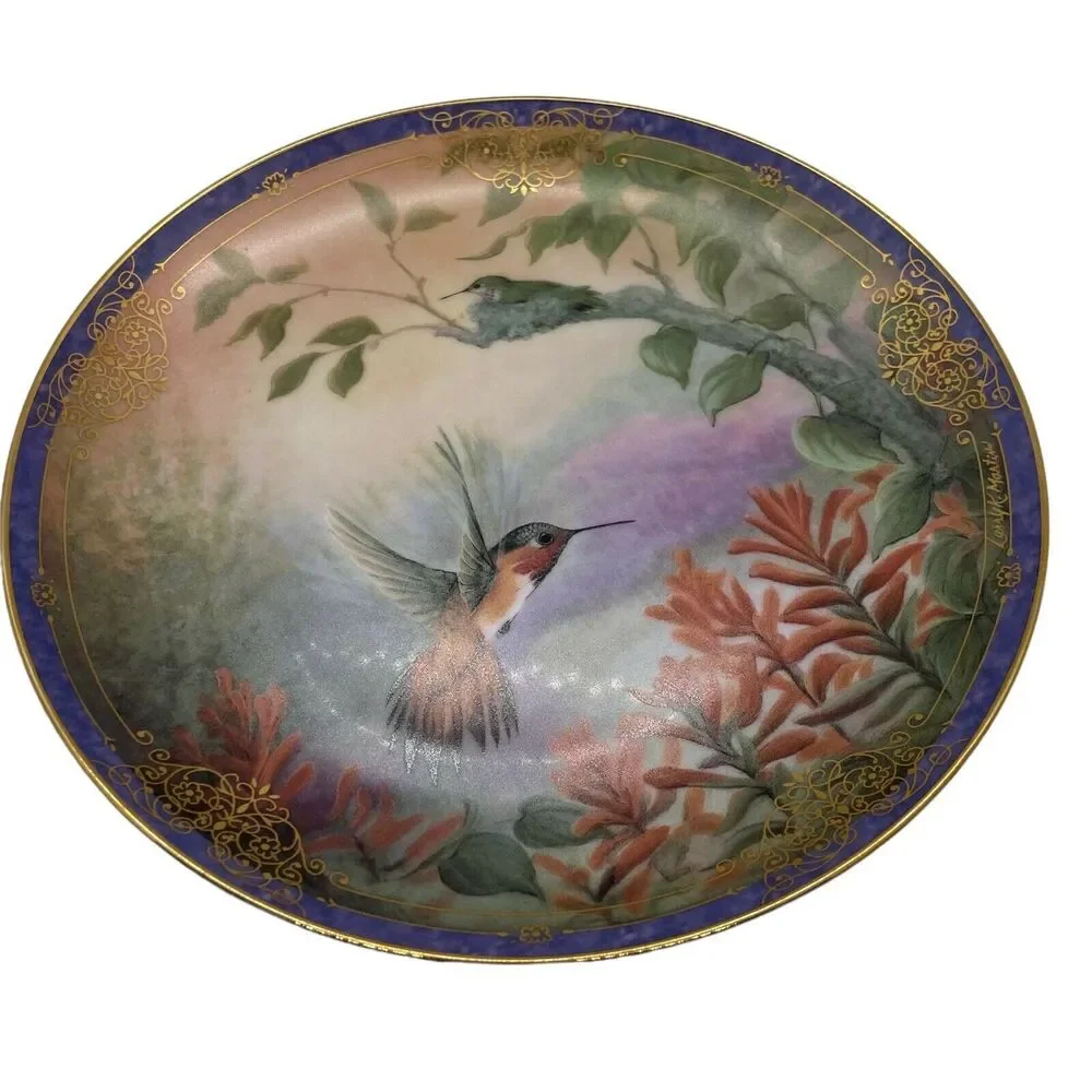 Bradford Exchange Hummingbird Plates Set Of Two Ceramic Nature's Little Treasure